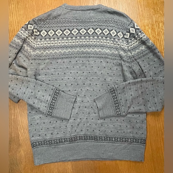 Frank & Oak sweater mens M fair isle wool blend grey outdoor ski lodge costal - Picture 6 of 9